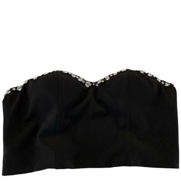 Forever 21 strapless corset top black with rhinestone accents. Padded cups Large - Picture 10 of 11